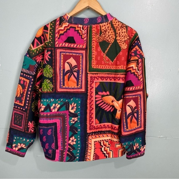 Farm Rio Patchwork Tapestry Sweatshirt XS Bird Multi Print‎ Colorful - Picture 5 of 5